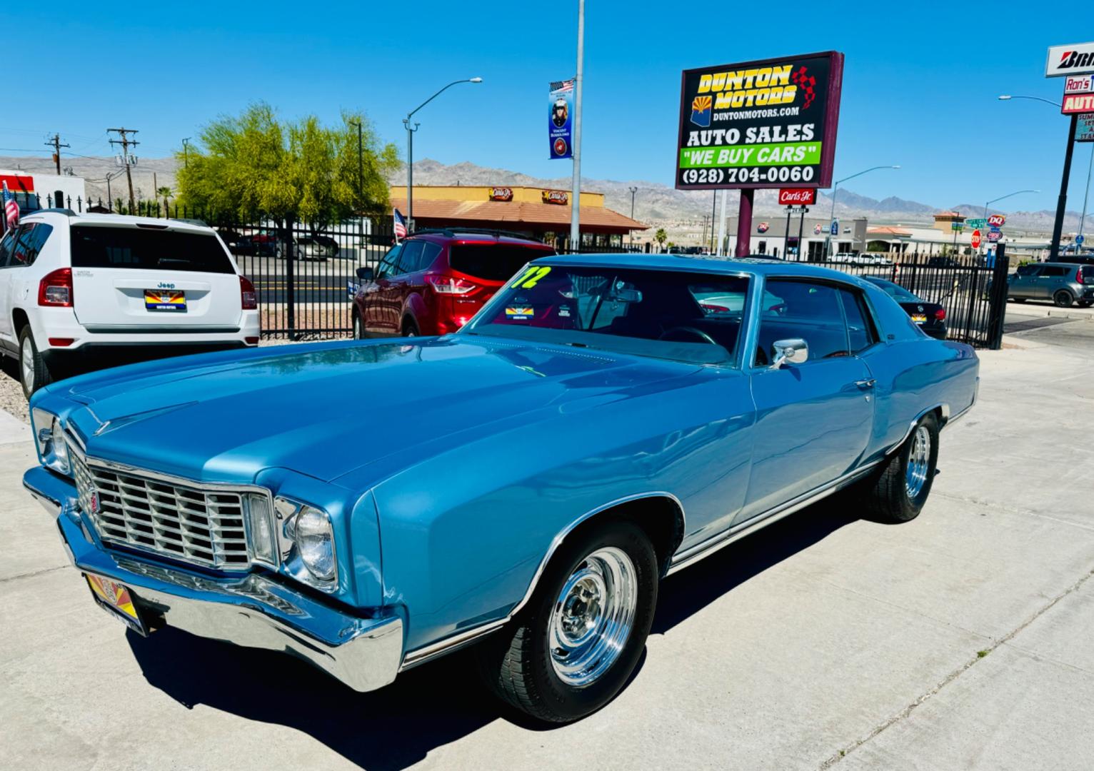 1972 Blue Chevrolet Monte Carlo , located at 2190 Hwy 95, Bullhead City, AZ, 86442, (928) 704-0060, 0.000000, 0.000000 - 1972 Chevrolet Monte Carlo . true 2 owner car . V8 5.7 350 . turbo 350 automatic 3 speed transmission . has been driven less than 1000 miles since trans. The entire front end has been rebuilt and replaced with all new ball joints, control arms, idler arms, front shocks and bushings. new rear springs - Photo#0